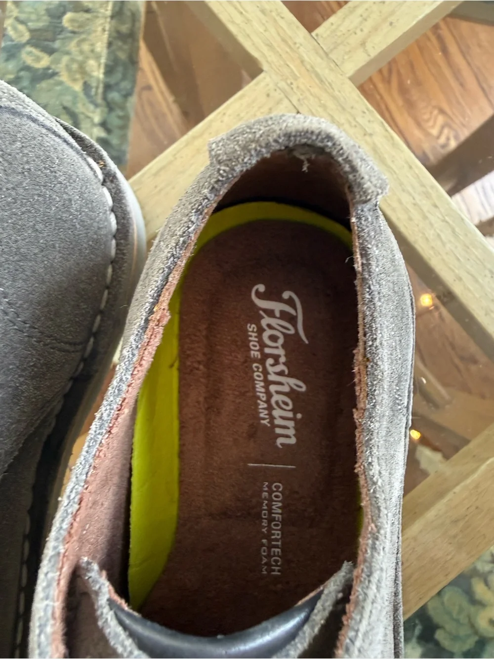 Boys’ Florsheim Grey Suede Casual Derby with Blue Laces